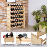 NNECW 36-Bottles 6-Tier Display Stackable Wood Wine Rack for for Bar Wine Cellar