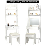 NNECW 3-in-1 Vanity Set with Flip Top Mirror & Stool for Small Spaces