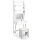 NNECW 3-in-1 Vanity Set with Flip Top Mirror & Stool for Small Spaces