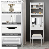 NNECW 3-in-1 Vanity Set with Flip Top Mirror & Stool for Small Spaces