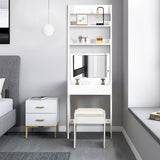 NNECW 3-in-1 Vanity Set with Flip Top Mirror & Stool for Small Spaces