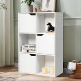 NNECW 6-Cube Units Display Shelf with 3 Open Compartments and 3 Closed Compartments for Living Room/Bedroom