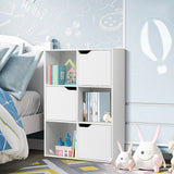 NNECW 6-Cube Units Display Shelf with 3 Open Compartments and 3 Closed Compartments for Living Room/Bedroom
