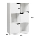 NNECW 6-Cube Units Display Shelf with 3 Open Compartments and 3 Closed Compartments for Living Room/Bedroom