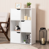 NNECW 6-Cube Units Display Shelf with 3 Open Compartments and 3 Closed Compartments for Living Room/Bedroom