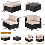 NNECW 6 PCS Outdoor Lounge Setting Furniture Rattan Patio Wicker Sofa Set Garden