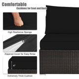 NNECW 6-Piece Patio Rattan Sofa Set with Washable Cushion Cover for Backyard & Poolside Black