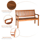 NNECW Garden Eucalyptus Wooden Bench with Backrest for Patio