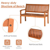 NNECW Garden Eucalyptus Wooden Bench with Backrest for Patio