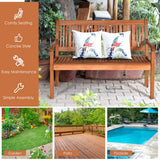 NNECW Garden Eucalyptus Wooden Bench with Backrest for Patio