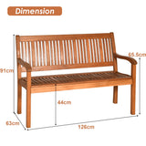 NNECW Garden Eucalyptus Wooden Bench with Backrest for Patio