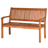 NNECW Garden Eucalyptus Wooden Bench with Backrest for Patio