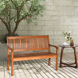 NNECW Garden Eucalyptus Wooden Bench with Backrest for Patio