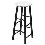 NNECW Set of 2 Faux Marble Bar Stools with Footrest and Anti-slip Foot Pad-White