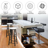 NNECW Set of 2 Faux Marble Bar Stools with Footrest and Anti-slip Foot Pad-White