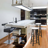 NNECW Set of 2 Faux Marble Bar Stools with Footrest and Anti-slip Foot Pad-White