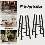 NNECW Set of 2 Faux Marble Bar Stools with Footrest and Anti-slip Foot Pad-White