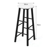 NNECW Set of 2 Faux Marble Bar Stools with Footrest and Anti-slip Foot Pad-White