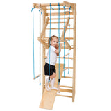 NNECW 2.2m Pull-Up Wall Bars with Rings & Swing & Slide for Children & Adults