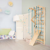 NNECW 2.2m Pull-Up Wall Bars with Rings & Swing & Slide for Children & Adults
