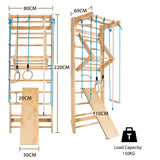 NNECW 2.2m Pull-Up Wall Bars with Rings & Swing & Slide for Children & Adults