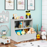 NNECW 2 Tier Toy Shelf with Lacquered Surface for Kids Room-Grey