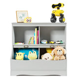 NNECW 2 Tier Toy Shelf with Lacquered Surface for Kids Room-Grey