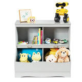 NNECW 2 Tier Toy Shelf with Lacquered Surface for Kids Room-Grey