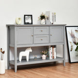 NNECW Buffet Sideboard Cabinet with 2 Drawers &amp Storage Cupboard-Grey
