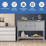 NNECW Buffet Sideboard Cabinet with 2 Drawers &amp Storage Cupboard-Grey
