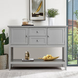 NNECW Buffet Sideboard Cabinet with 2 Drawers &amp Storage Cupboard-Grey
