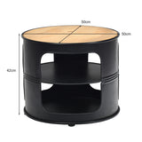 NNECW 3-tier Round Coffee Table with 2 Storage Shelves