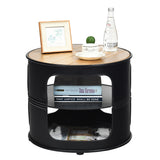 NNECW 3-tier Round Coffee Table with 2 Storage Shelves