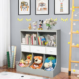NNECW 3-layer Kids Cubby Bin Combo Storage Organizer for kids Room-Grey