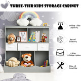 NNECW 3-layer Kids Cubby Bin Combo Storage Organizer for kids Room-Grey