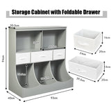 NNECW 3-layer Kids Cubby Bin Combo Storage Organizer for kids Room-Grey