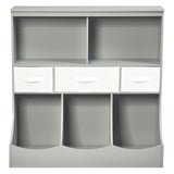 NNECW 3-layer Kids Cubby Bin Combo Storage Organizer for kids Room-Grey