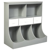 NNECW 3-layer Kids Cubby Bin Combo Storage Organizer for kids Room-Grey
