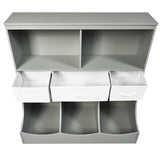 NNECW 3-layer Kids Cubby Bin Combo Storage Organizer for kids Room-Grey