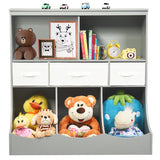NNECW 3-layer Kids Cubby Bin Combo Storage Organizer for kids Room-Grey