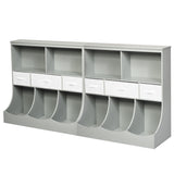 NNECW 3-layer Kids Cubby Bin Combo Storage Organizer for kids Room-Grey