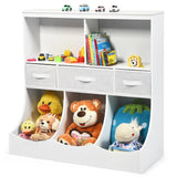 NNECW 3-layer Kids Cubby Bin Combo Storage Organizer for kids Room-White