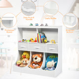 NNECW 3-layer Kids Cubby Bin Combo Storage Organizer for kids Room-White