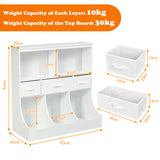 NNECW 3-layer Kids Cubby Bin Combo Storage Organizer for kids Room-White