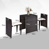 NNECW 3 Pieces Cushioned Patio Rattan Set with Tempered Glass Top Table