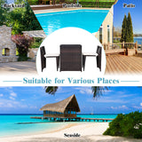NNECW 3 Pieces Cushioned Patio Rattan Set with Tempered Glass Top Table