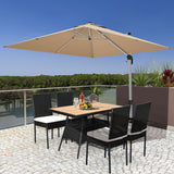 NNECW 5 Pieces Rattan Dining Set with Wood Table & 4 Chairs for Outdoor