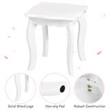 NNECW Kids Makeup Table Stool Set with Tri-folding Mirror for Bedroom-White