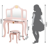 NNECW Kids Vanity Table and Chair Set with Drawer & Mirror for Girls