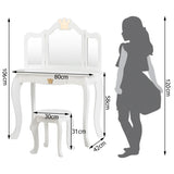 NNECW Kids Vanity Table and Chair Set with Mirror &amp Drawer for Girls-White